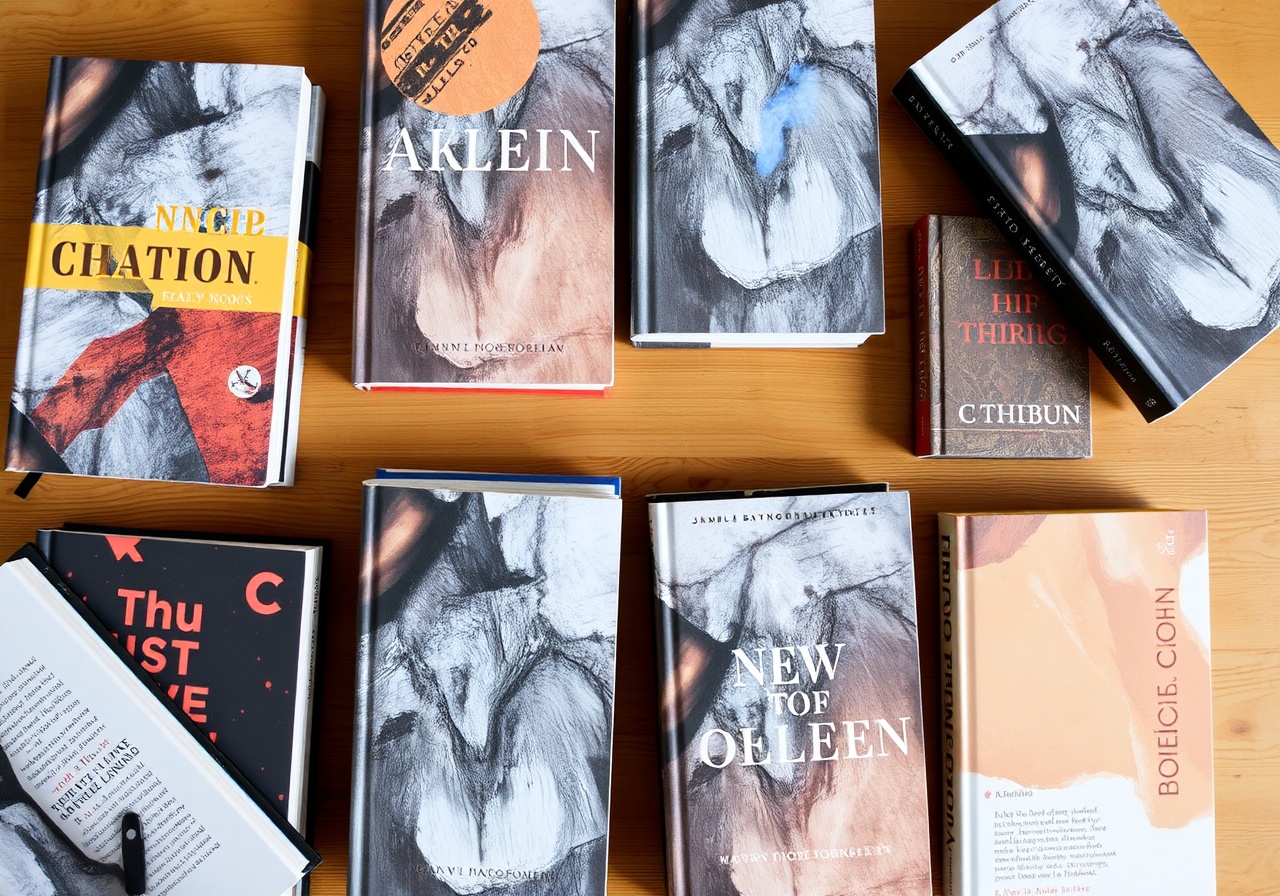 Композиция из выбранных книг на минималистичном фоне